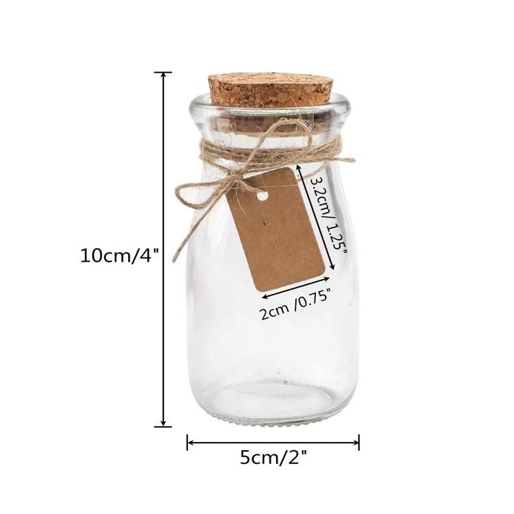 High Quality Empty Transparent Vial Milk Mini Glass Bottles with Cork Lid