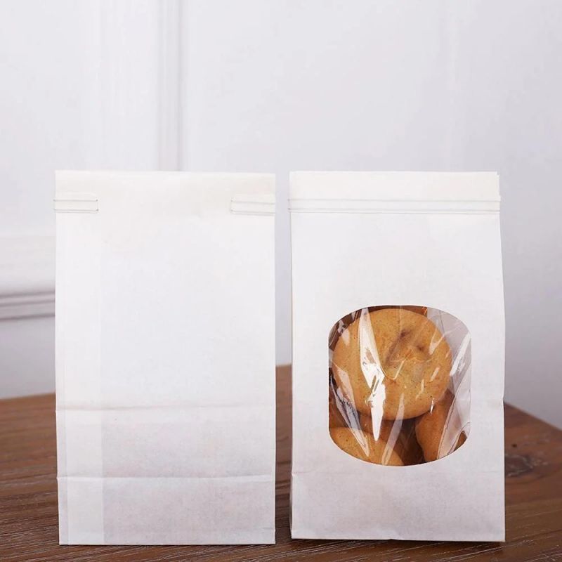 Brown Kraft Paper Tin Tie Flat Bottom Bag with Window
