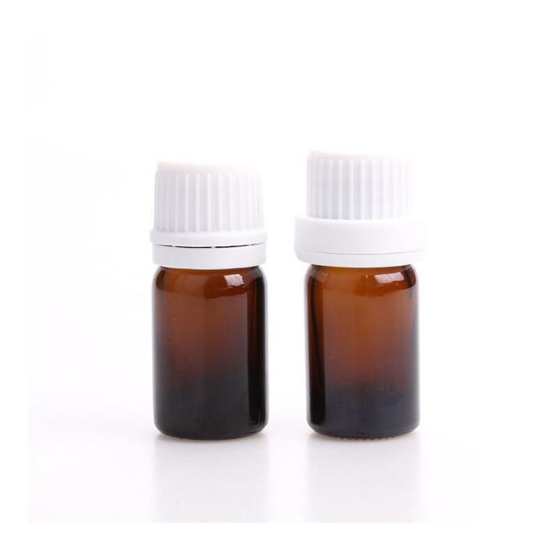 5ml Amber Glass Bottle for Essential Oil, Glossy Glass Vials Bottles W/Euro Dropper Big Tamper Evident Cap