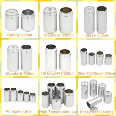 250ml 330ml 355ml 473ml 500ml 12oz 16oz Empty Blank Custom Printed Beverage Aluminum Beer Cans for Sale