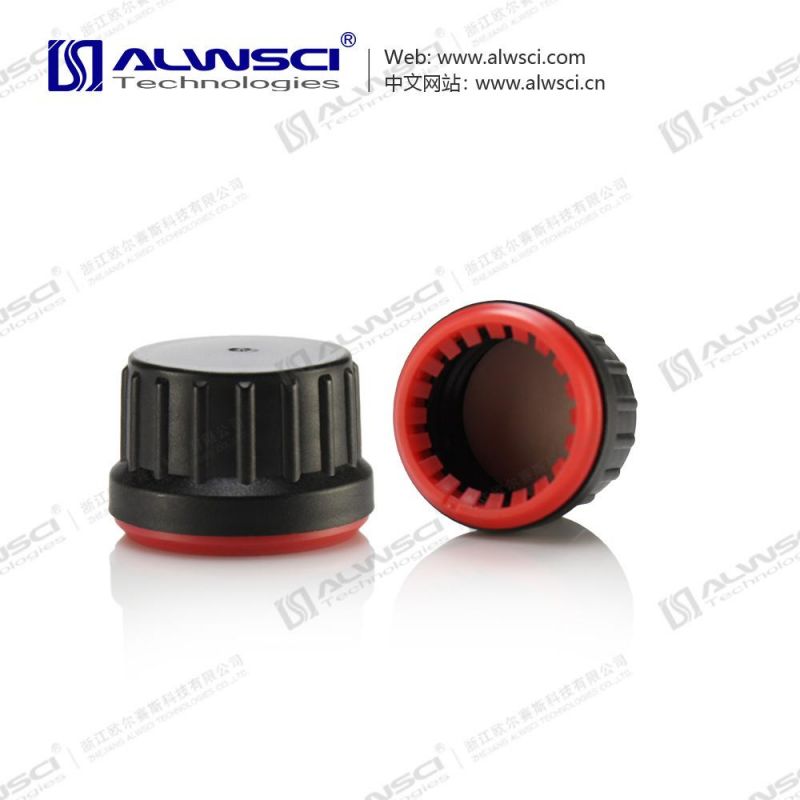 Alwsci 28mm Red PP Tamper-Evident Cap with Septa for Storage Bottle