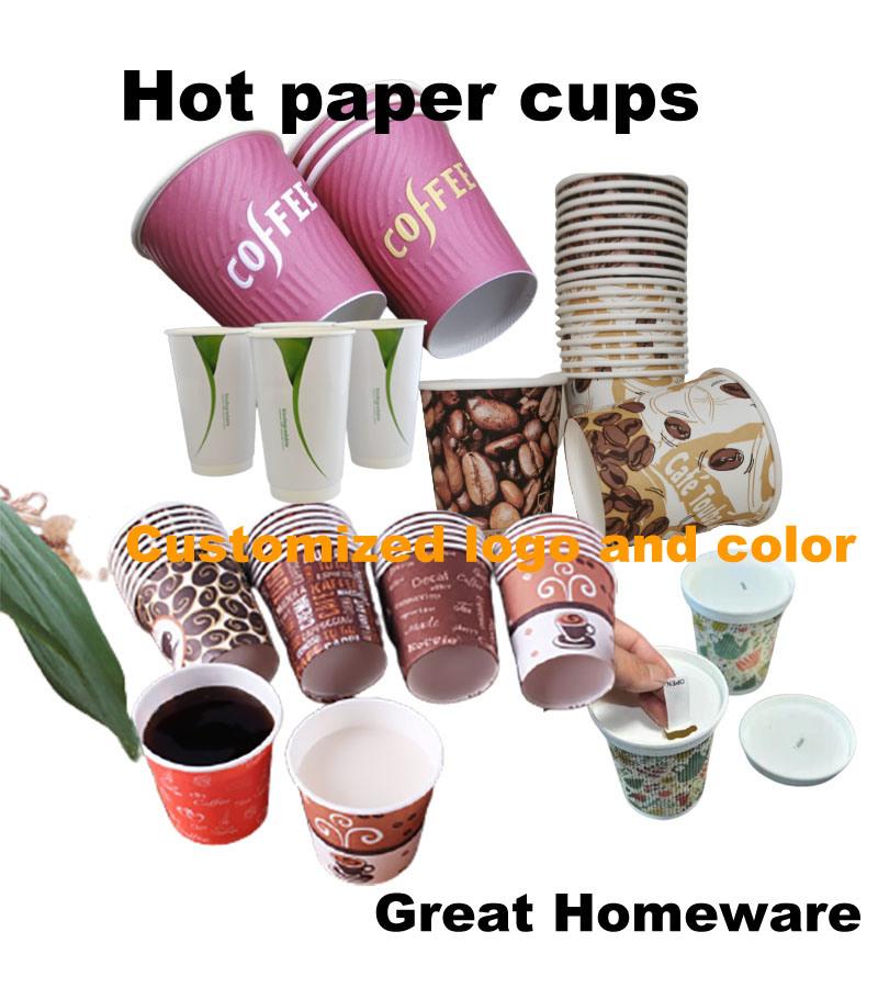 Recyclable Paper Cups in 8 Oz 10 Oz 12 Oz with Lids