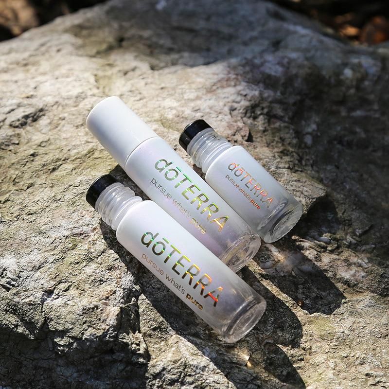 Luxury Gradient White Bamboo Roll on Ball Frosted Clear Glass Essential Oil Perfume Sprayer Roller Bottle Fragrance Bottle