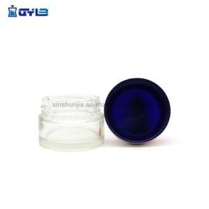 Empty Transparent Glass Bottle with Blue Aluminum Cap