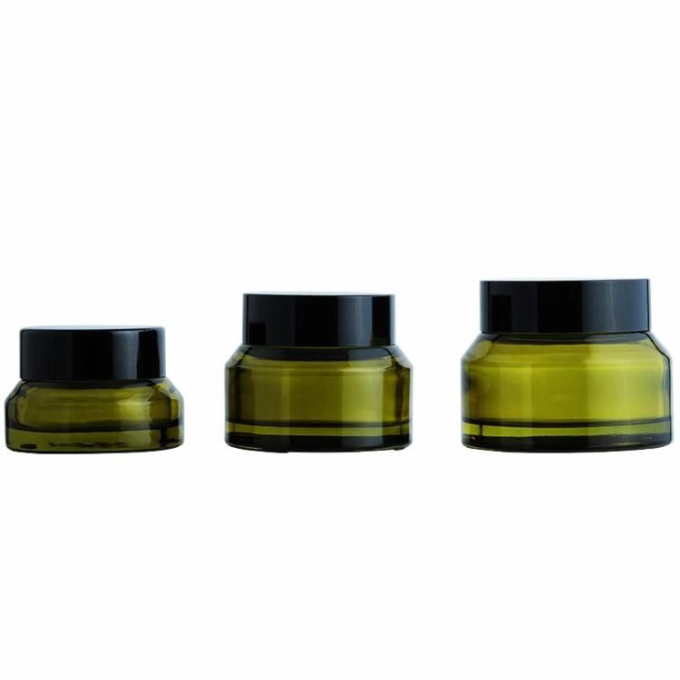 Green Cosmetic Glass Container Cream Glass Jar 15g 30g 50g