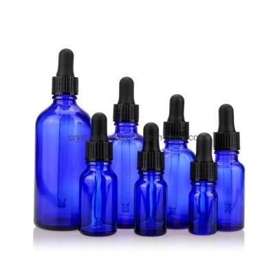 Factory Supply 30ml Blue Essential Oil Glass Dropper Bottles for Smoke Oil