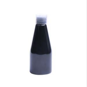 250ml Pet Plastic Cone Shape Black Color Cosmetic Shampoo Bottle with Flip Cap