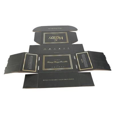 E Flute Black Paper Gift Box with Gold Foil