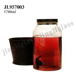 Big Dispenser Mason Jar with Tap and Metal Cap