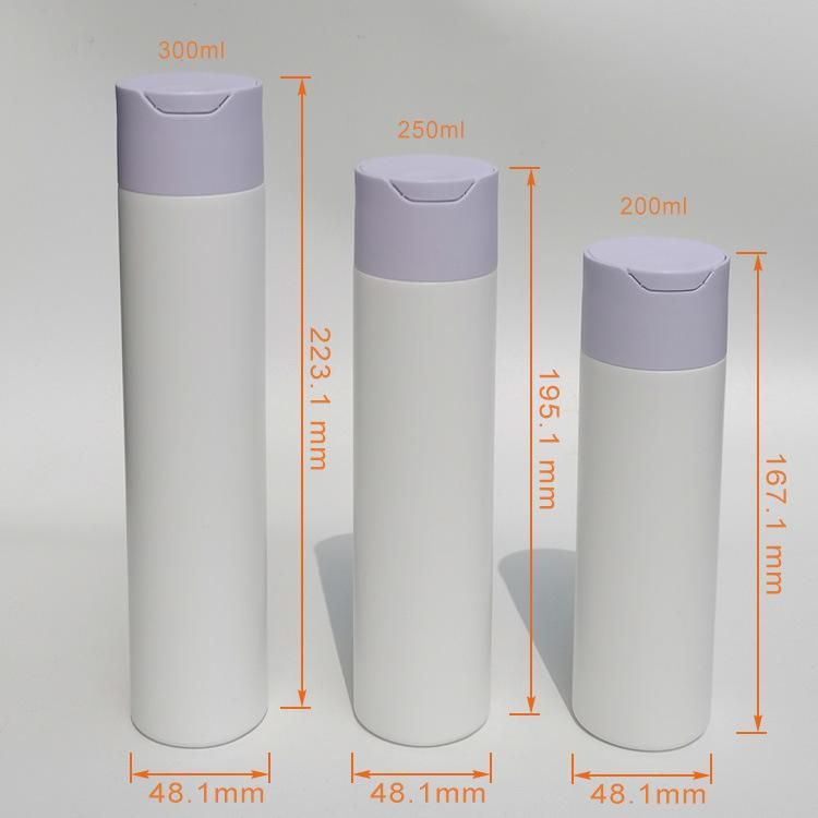 Empty 200ml 250ml 300ml HDPE Plastic Cosmetic Shampoo and Conditioner Packaging Bottle with Disc Top Cap
