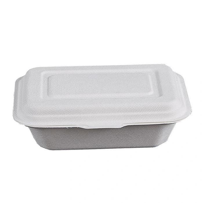 Biodegradable Tableware Sugarcane Bagasse 9*6inch Clamshell Paper Pulp Packaging Lunch Box