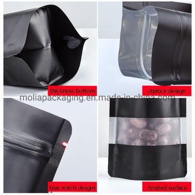 Black Color with Window Stand up Smell Proof Mylar Bag