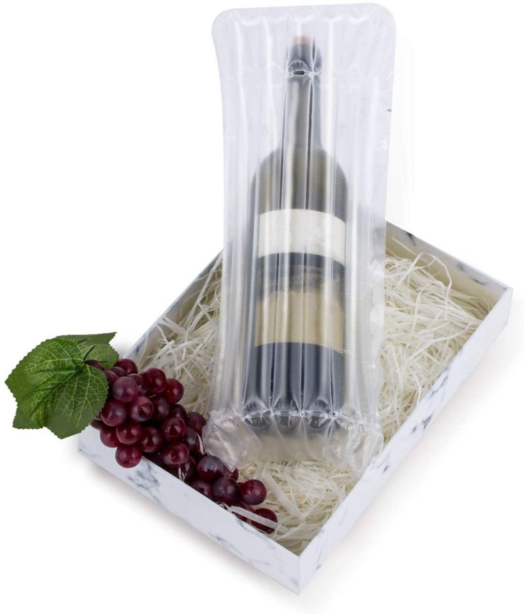 Wine Bottle Protector Bags - Inflatable Air Column Cushioning Sleeves Packaging Ensures Safe Transportation of Glass Bottles During Travel or Shipping with Free