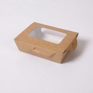 Restaurant Packing Takeaway Kraft Food Paper Package Box with PP Transparent Lid