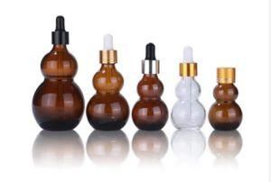 Wholesale Amber Double Gourd Ressential Oil Bottle/Glass Light-Proof Essence Empty Bottle/Dropper Bottle
