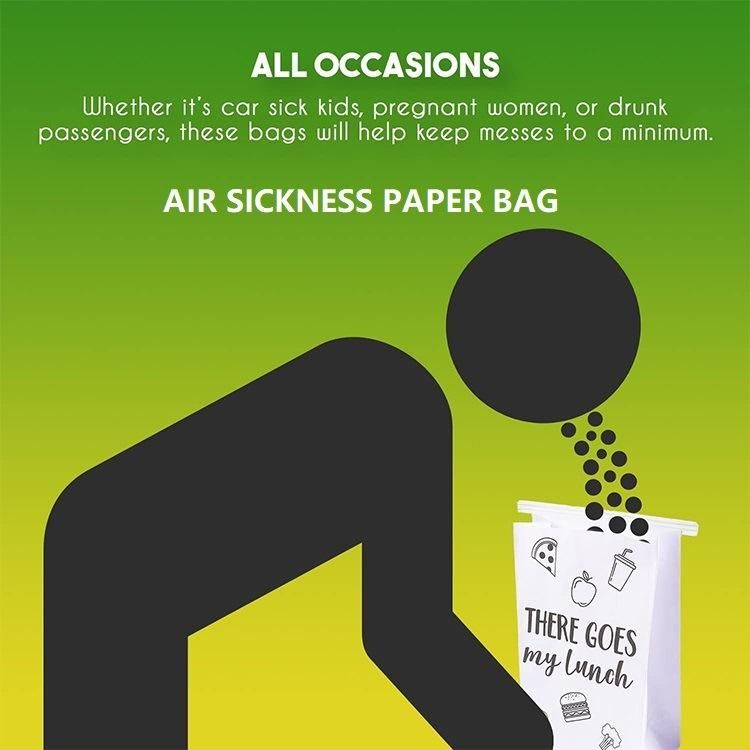 Custom Printed Disposable Bulk Outdoor Vomitin Air Sickness Plane Vomit Little Airsickness Paper Bags