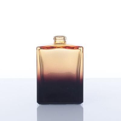 Luxury Amber Gradient 30ml Square Glass Perfume Spray Bottle with Crimp