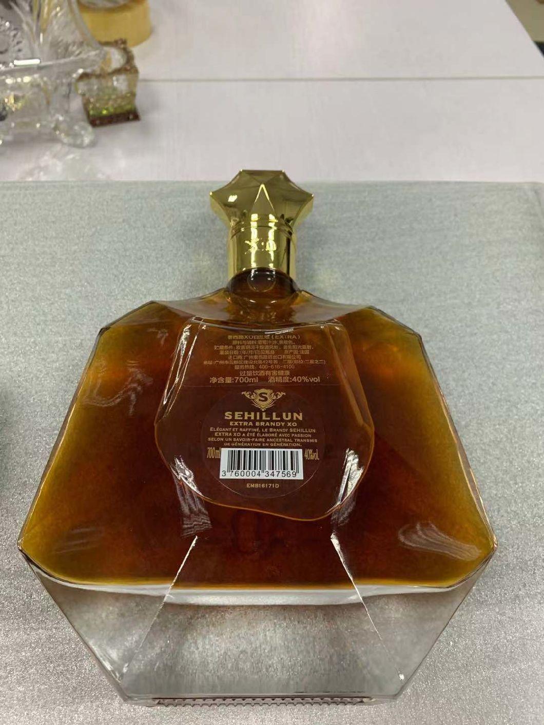 Wholesale Thick Base Classic High End 700ml 40oz Glass Liquor Spirit Wine Brandy Vodka Whisky Bottle