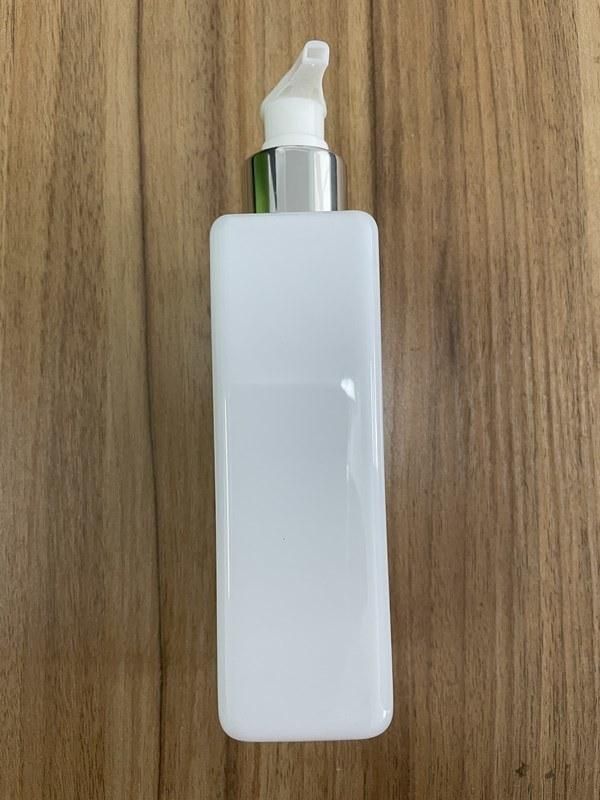 300ml Flat Rectangle White Plastic Bottle with Open and Stop Lotion Pump