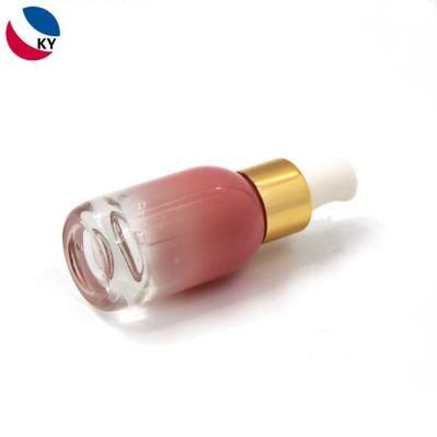 50ml Round Shoulder Gradient Pink Custom Color with Gold Color Dropper