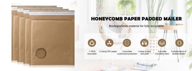 100% Biodegradable & Compostable Mailer 100% Paper Surface Kraft Paper Inner Padded Corrugated Surf Paper Rigid Mailer Envelope