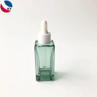 1oz 30ml Square Pink Green Orange Color Foundation Glass Bottle with White Plastic Dropper