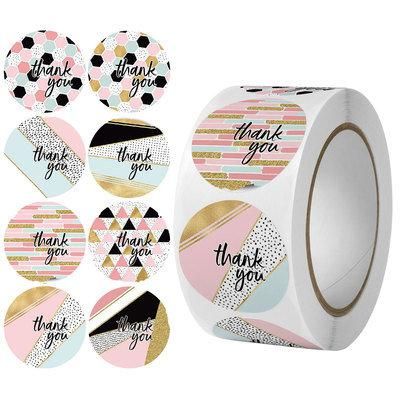 Hot Selling Self Adhesive Paper Custom Round Thank You Label Thermal Paper Sticker Roll