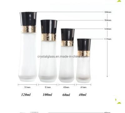 Refillable Cosmetic Containers Set Bottle with Black Caps with Gold Line