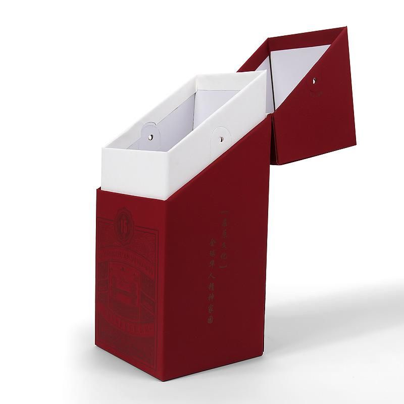 Firstsail Special Design Hot Stamping Luxury Custom Red Paper Cardboard Gift Wine Box Packaging
