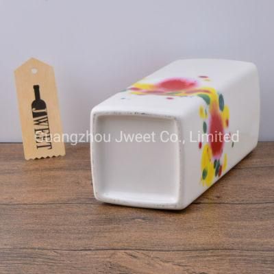 Wholesale 750ml Square White Tequila Gin Ceramic Bottle