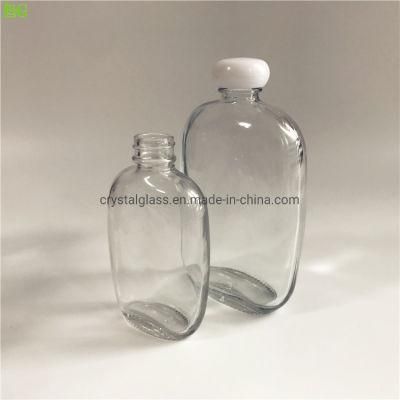 100ml 125ml 250ml 350ml 500ml Beverage Industrial Use Luxury Design Glass Flat Cold Pressed Juice Bottle with Plastic Lid