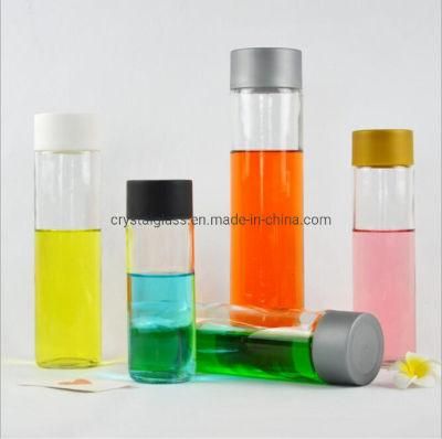 375ml 500ml Clear Flint Voss Glass Water Bottle with Lid Factory