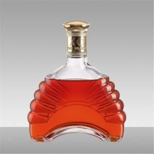 Low MOQ 750ml Round Shape Custom Luxury Frosted Clear Whisky Vodka Brandy Crastal Wine Glass Bottle