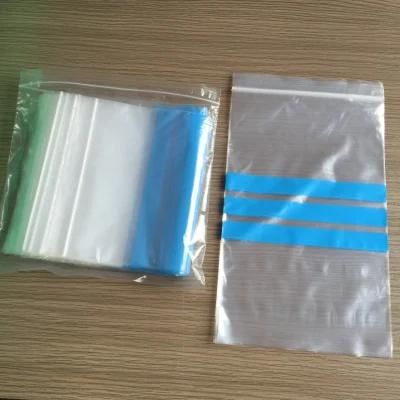 Three Blue Strips Printed Plastic Zipper Bag Food Packaging Bag Reusable