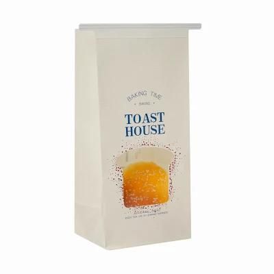 White Bread Loaf Bag Kraft Food Packaging Storage Bakery Bags with Viewing Window Lock Bags