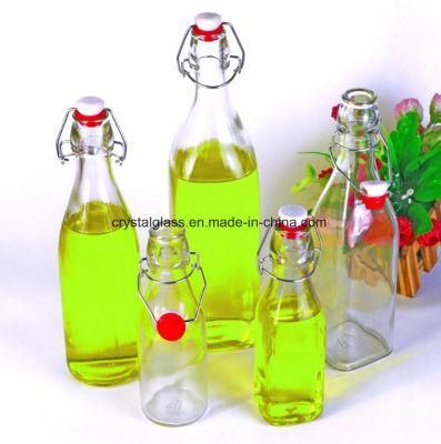 1000ml 500ml 250ml Airtight Glass Water Juice Bottle with Clip Top 1L