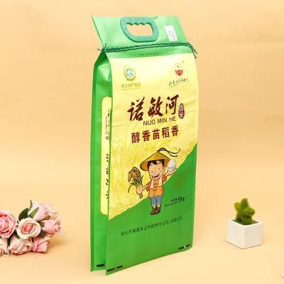 Hot Sale 1kg-10kg Made in China High Quality BOPP Laminated PP Woven Rice Bag Biodegradable Packaging with Plastic Handle