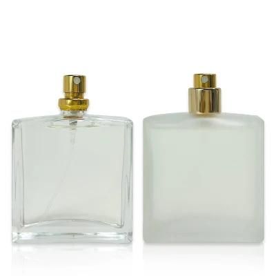 Empty 30ml 50ml 100ml Rectangular Clear Frosted Flat Shoulder Square Glass Spray Bottle New Design Perfume Bottle