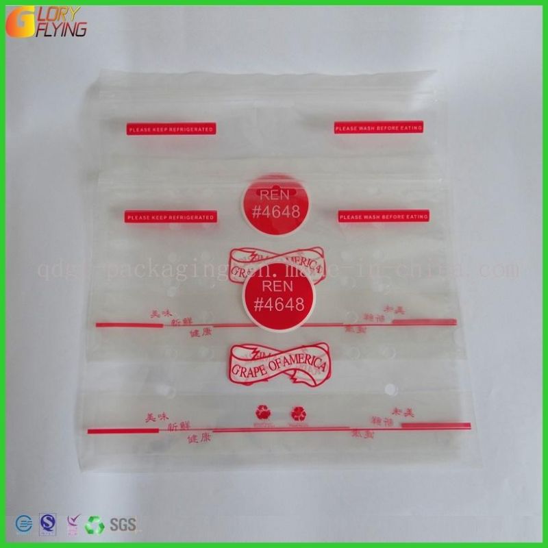 Slider Zipper Plastic Packaging Bag for Grape and Freshness Vegetable Packing