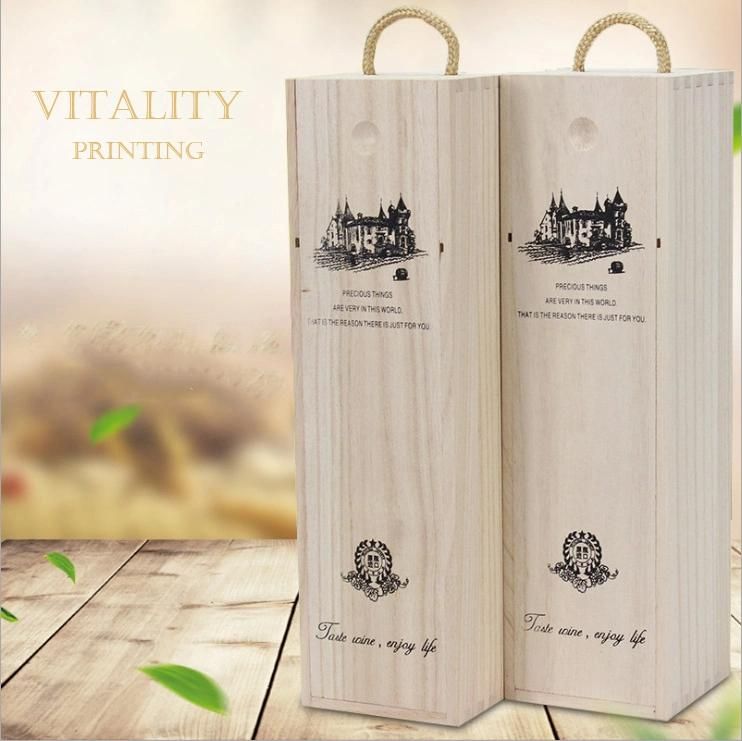 Custom Wholesale Natural Wood Packaging Gift Wine Box Brandy Whiskey Vodka Champagne Gin Vermouth Rum Sake Tequila British Gin Bitters Vermouth Liqueur