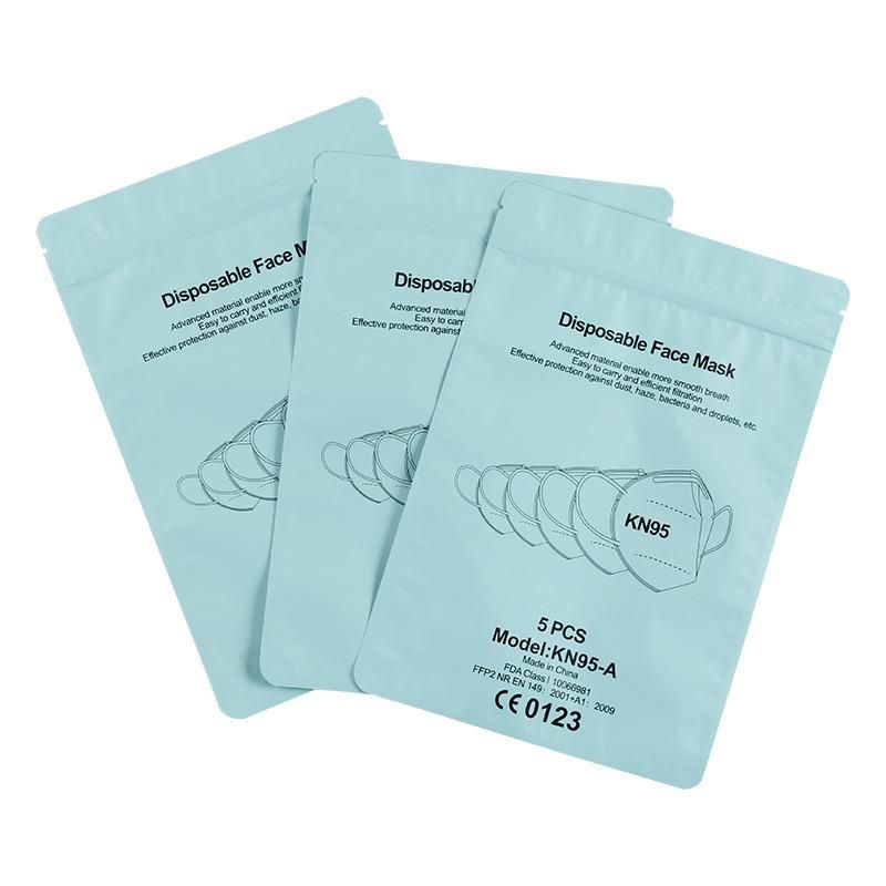 Wholesale Factory Price Stock Face Mask Packaging Bag Surgical Medical Disposable KN95 Pm2.5 Mask Plastic Zipper Pouch Bags