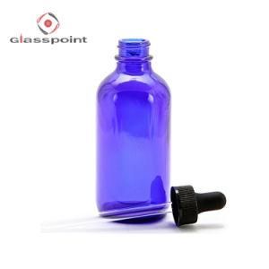 Wholesale 240ml Blue Boston Round Glass Bottle