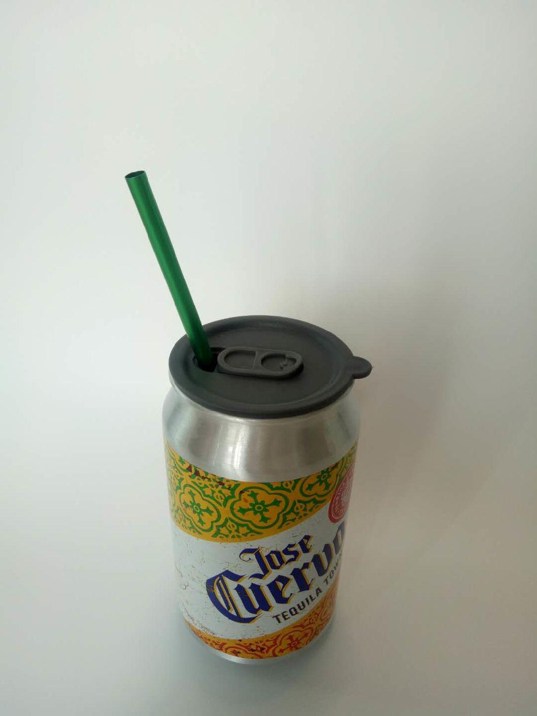 Beer Cans Shape Aluminum Cup with Lid and Straw