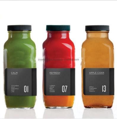 Wholesale Square 350ml 500ml Juice Bottle Cold Pressed Beverage Bottle Milk Bottle with Lid