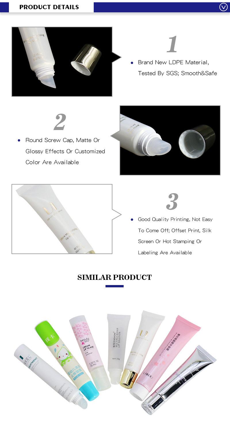 Factory Supply Plastic White Blue Cosmetic 0.5 Oz 15ml Lip Balm Tube