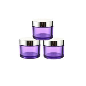 30g 50g 100g 120g Purple Round Luxury PETG Plastic Cosmetic Cream Jar with Silver Cap