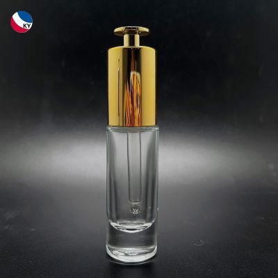 15ml Clear Frosted Glass Dropper Bottle for Essence Serum Essential Oil with Gold Silver Push Button Dropper Lid