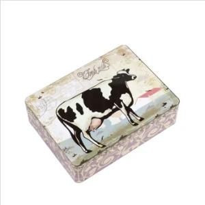 Tin Tin Box with Cow Animal Design
