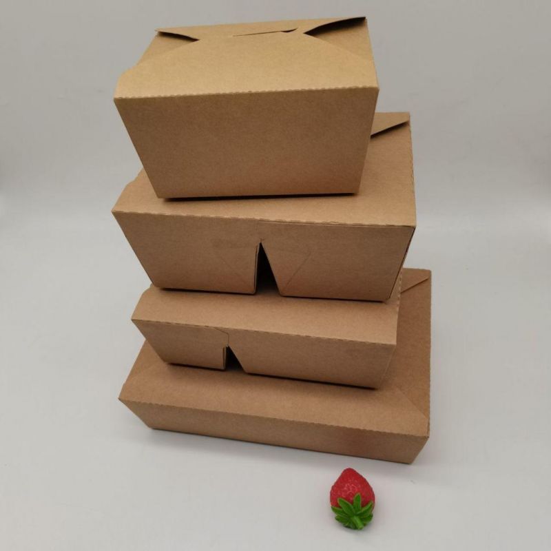 Rectangular Disposable Food Paper Container Salad Kraft Paper Box with Lid