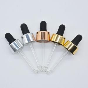 15ml 20ml 30ml Gold Silver Glass Cosmetic Serum Push Button Dropper Bottle with Dropper